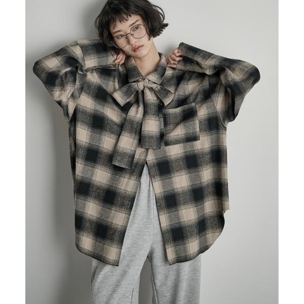 ブラウス シャツ ビッグボウタイシャツ レディース
