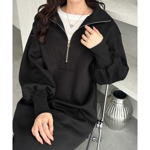 ワンピース 2WAYハーフジップハイネック裏起毛...の商品画像