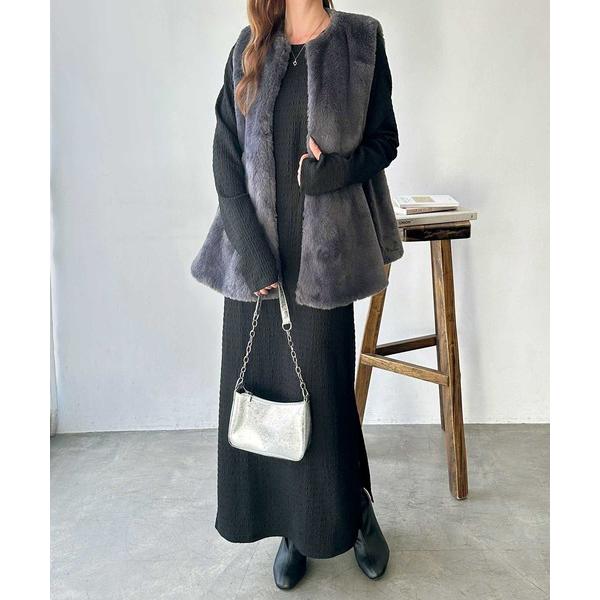 ワンピース 「ネックが選べる」全骨格対応！指穴付きジャガードワンピ―ス