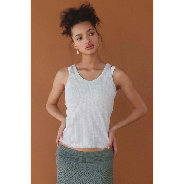 タンクトップ ノースリーブ Rib V Neck Tank Top /Basic Vネックリブタンク...