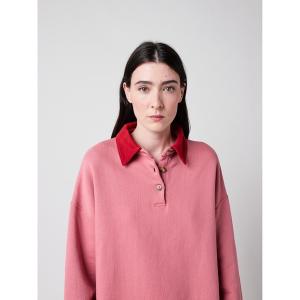 トレーナー スウェット Colour block polo oversize sweatshirt レディース