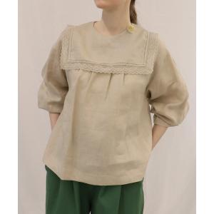 ブラウス シャツ りすとクルミ　レースとリネン「ブラウス」 レディース