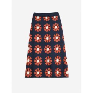 スカート Flower jacquard midi knitted skirt