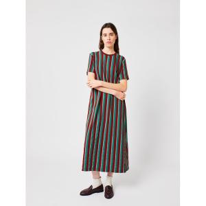 ワンピース 半袖 Striped midi dress