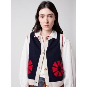 ニット セーター Flower knitted vest レディース