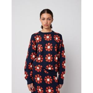 ニット セーター Flower jacquard relaxed jumper レディース