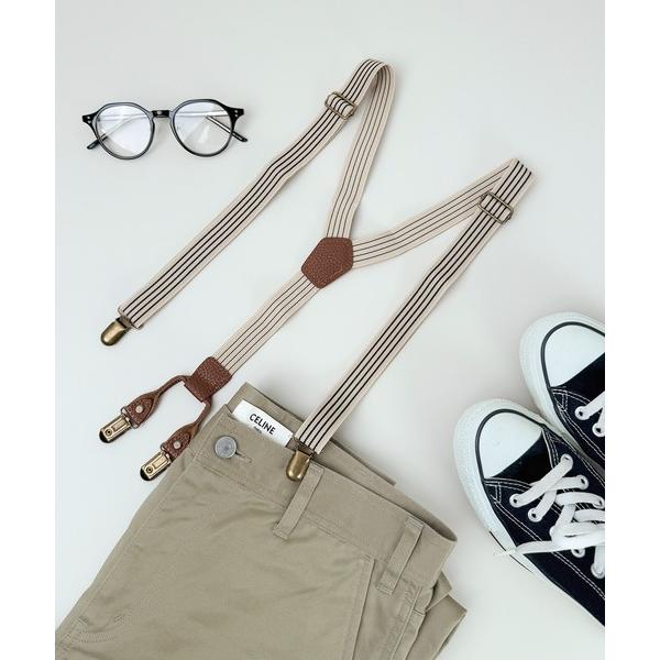 サスペンダー 7B40 クラシカル ストライプ Y字サスペンダー ４クリップ付き レディース メンズ