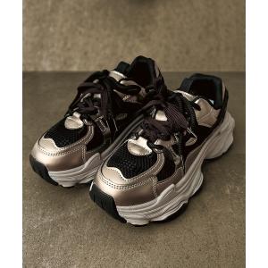 スニーカー 7B51 厚底 ダッドシューズ メタリック スポーツスニーカー レディース