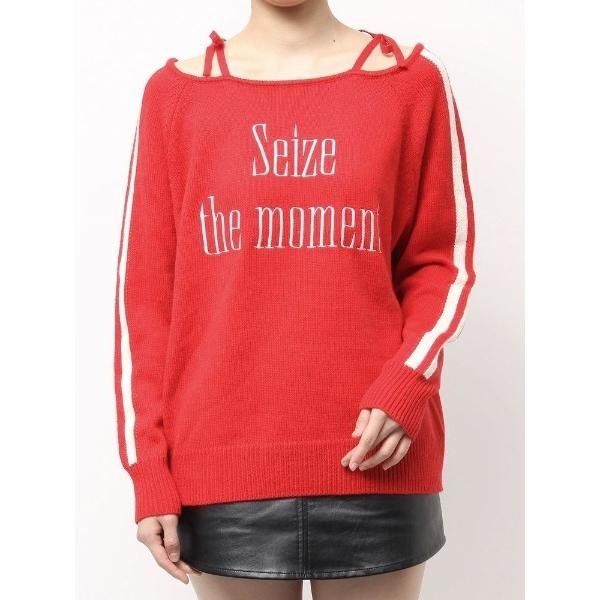 ニット セーター Seize the momentオフショルリボンニットトップス レディース