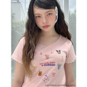 tシャツ 「MY MELODY ＆ KUROMI」 HEART  ENCYCLOPEDIA TEE レディース