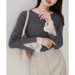 ニット セーター 前後2WAY袖口レースリブニット レディース｜ZOZOTOWN Yahoo!店