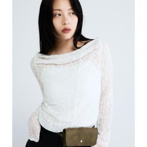 tシャツ レースギャザーボートネックLS/589928 レディース