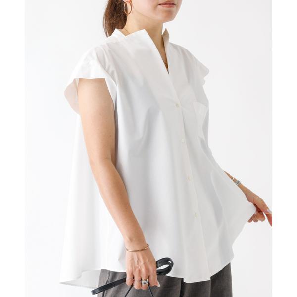 ブラウス シャツ コットンノースリーブシャツ レディース