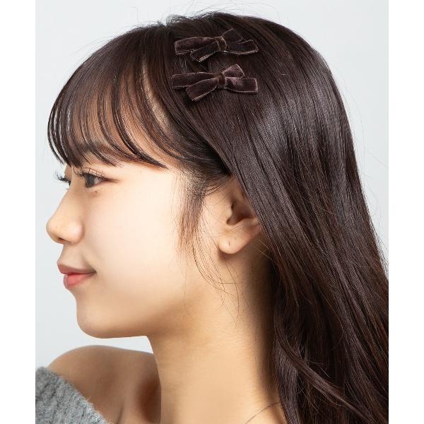 ヘアピン 「2個1セット」ベロア ミニリボン ヘアピン