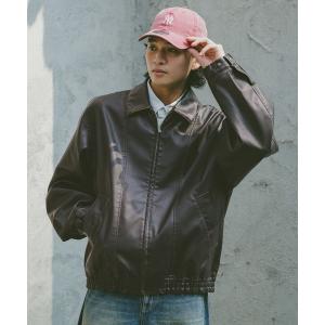 ブルゾン アウター ヴィンテージライク/シンセティックレザージャケット メンズ