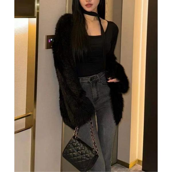 カーディガン ふわふわシャギーニットカーディガン レディース