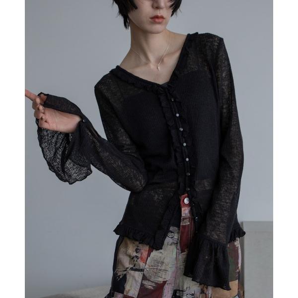 カーディガン ヴィンテージフリルシアーカーディンガン レディース