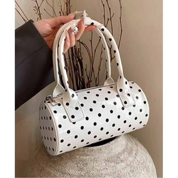 ボストンバッグ 「25年秋冬新作」ドット柄エナメルショルダーミニボストンバッグ /水玉/韓国トレンド...