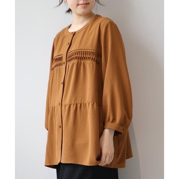 ブラウス シャツ 「WEB/一部店舗限定」「LL〜6L 大きいサイズ」 ビンテージクロスタックギャザ...