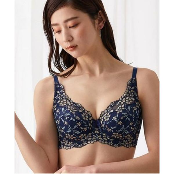 ブラジャー 脇高編レースフルカップブラジャー（わすれな草柄）（トリンプ）（n，FULLRE）（D70...