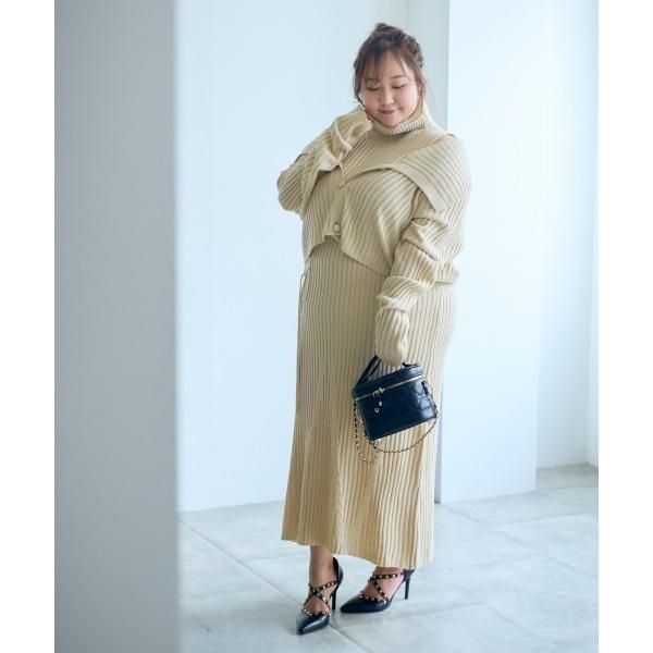 ワンピース 「大きいサイズ」「らめちゃんコラボ」２点セット（ニットワンピース＋ニットカーディガン）J...