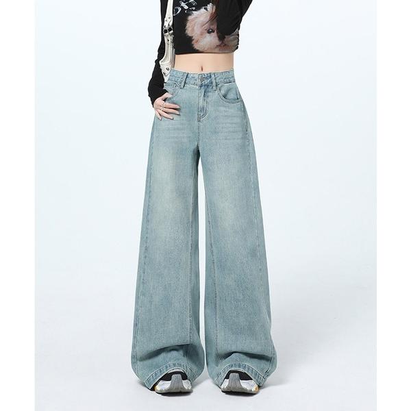 ジーンズ デニム デニムパンツ ハイウエストワイドデニムパンツ レディース