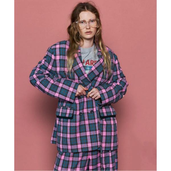 ジャケット テーラードジャケット Loop Yarn Plaid Jacket/ループチェックジャケ...