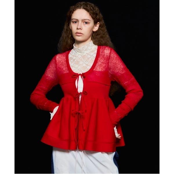 カーディガン Sheer Peplum Cardigan/シアーペプラムカーディガン「MAISON ...