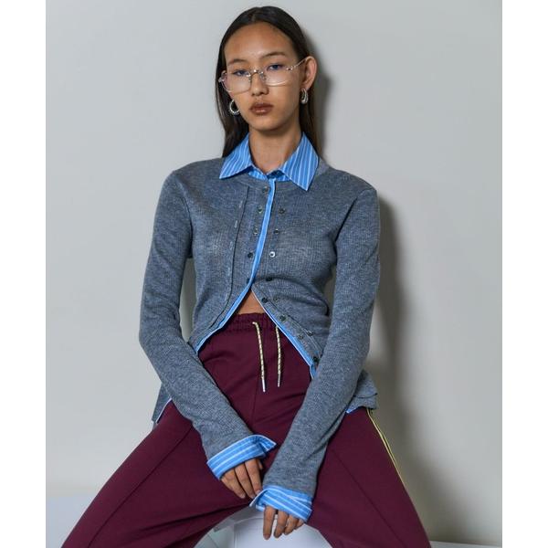 カーディガン 「PRE-ORDER」2way Shirt Knit Docking Tops/2WA...