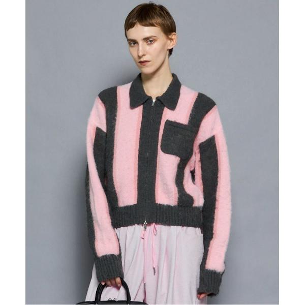 カーディガン Soutien Collar Stripe Zip Knit Cardigan/ステン...