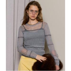 ニット セーター Sheer Smocked Knit Pullover/シアースモッキングニット「MAISON SPECIAL/メゾンスペシャル」 レディース