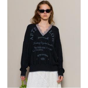 ニット セーター Printed Knit Tops/プリントニットトップス「MAISON SPECIAL/メゾンスペシャル」 レディース