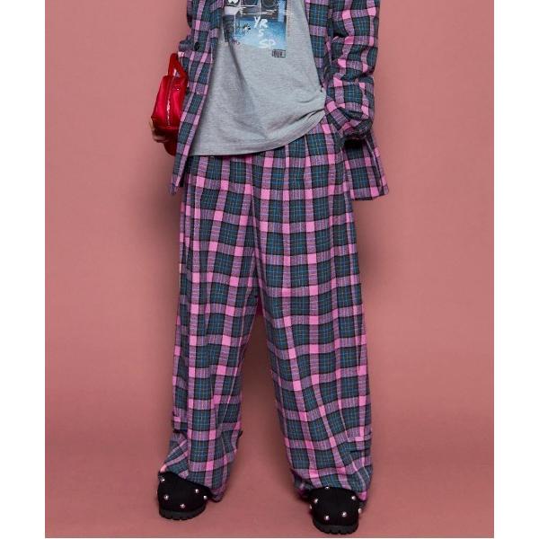 パンツ Loop Yarn Plaid Two-tuck Pants/ループチェック2タックパンツ「...