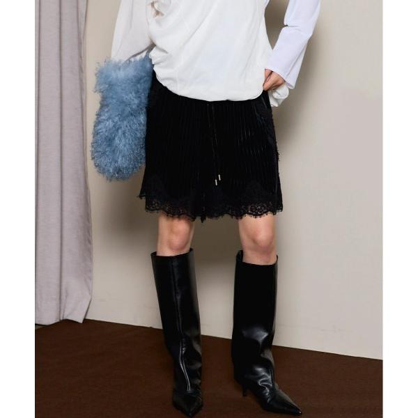 パンツ 「PRE-ORDER」Hem Lace Velour Shorts/ヘムレースベロアショート...