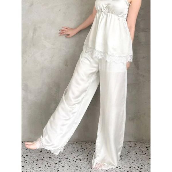 「吉田朱里」シルクランジェリーライクロングパンツ