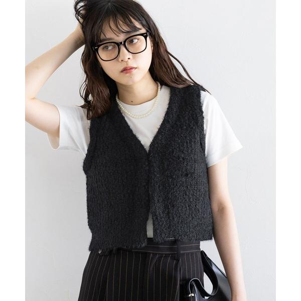 ベスト ジレ フロントフック/Vネックスラブニットベスト レディース