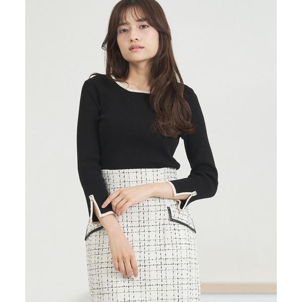 ニット セーター WEB限定 2025秋冬新作 配色袖スリットリブニット レディース