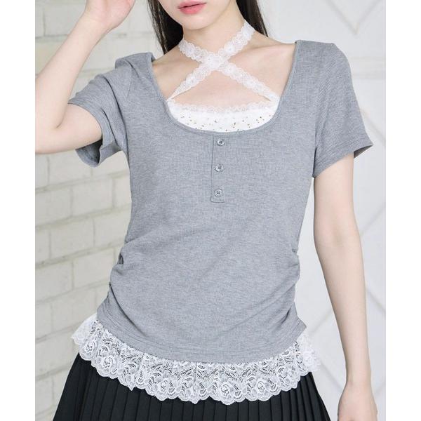 tシャツ 裾フリルレイヤード風CT レディース