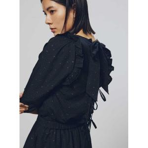 ブラウス シャツ バックリボンジャガードブラウス レディース