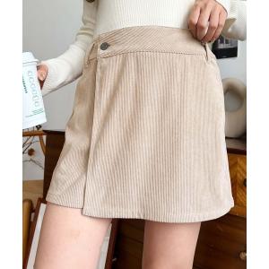 パンツ ラップ風コーデュロイショートパンツ レディース