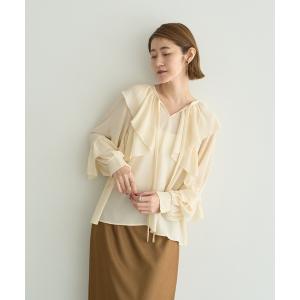 ブラウス シャツ シアーラッフルブラウス レディース
