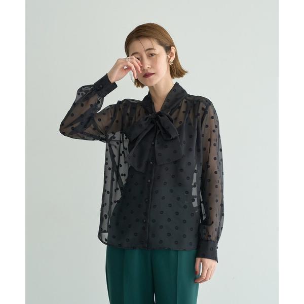 ブラウス シャツ シアードットボウタイブラウス レディース