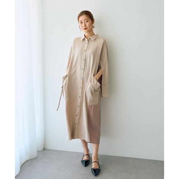 シャツワンピース カーゴデザイン配色シャツワンピース