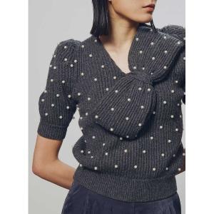 ニット セーター ビッグリボンパールニット レディース