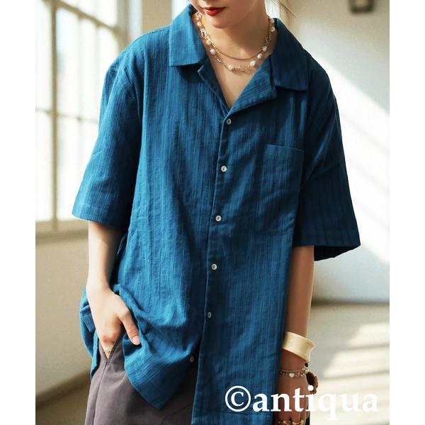 ブラウス シャツ クレープドビー開襟シャツ レディース メンズ