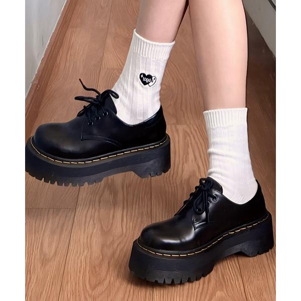 ローファー 厚底レースアップローファー/トラックソールシューズ レディース