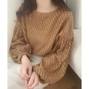 ブラウス シャツ 2wayバルーンスリーブシャギーブラウス レディース