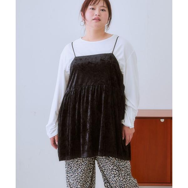 キャミソール 「大きいサイズ」カットベロアキャミソール