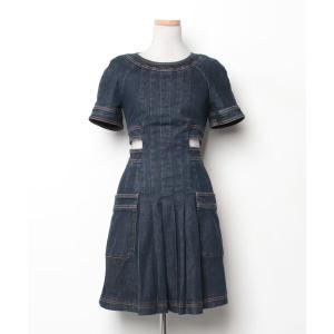 「FENDI」 半袖ワンピース 36 ネイビー レディース