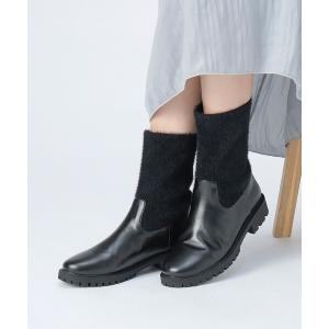 ブーツ 切替 ニット ブーツ レディース